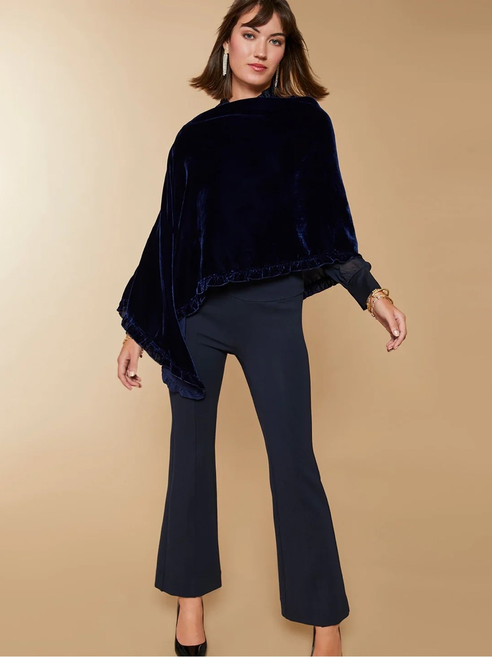 NWT Spartina 449 Black Velvet Ruffle Topper Shawl Whimsigoth Wrap